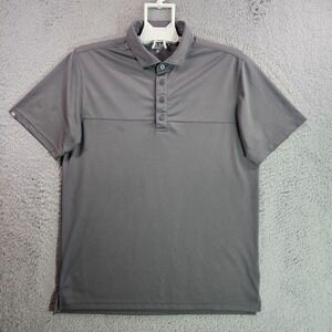 Matte Grey Polo Shirt‎ Men Medium Short Sleeve Gray Golfer - M